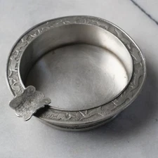 ANIMAL THEMED Ash Tray Made in Germany Pewter Metal Silver Round 5.25" Vintage