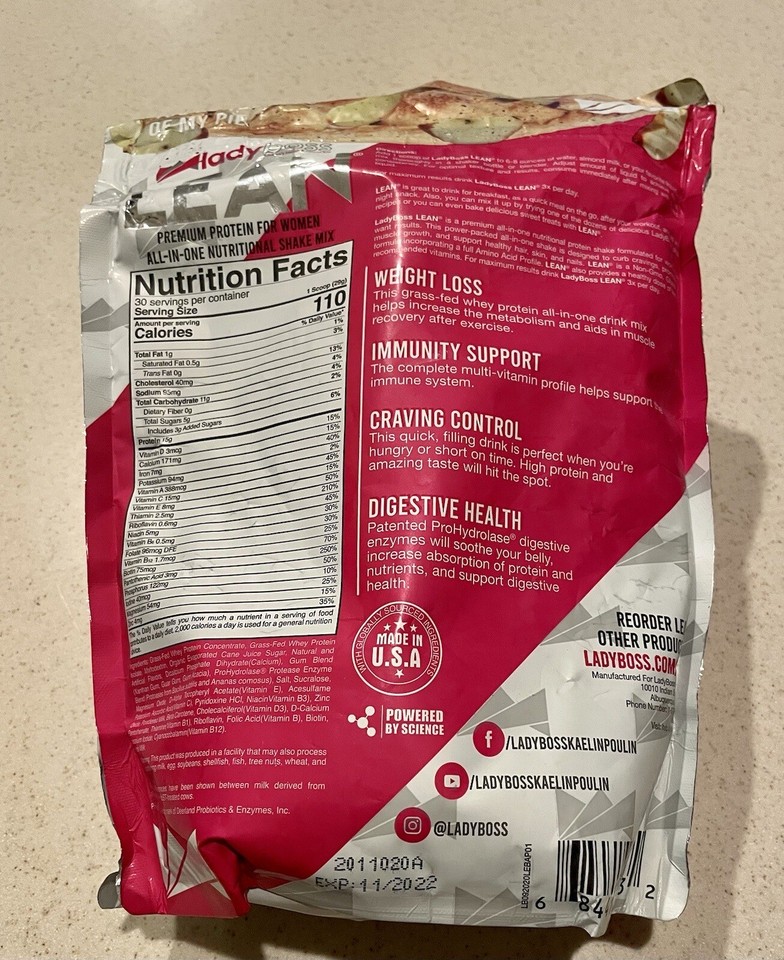 LadyBoss Lean Protein Powder Baked Apple Pie Flavor Sealed Bag Best By