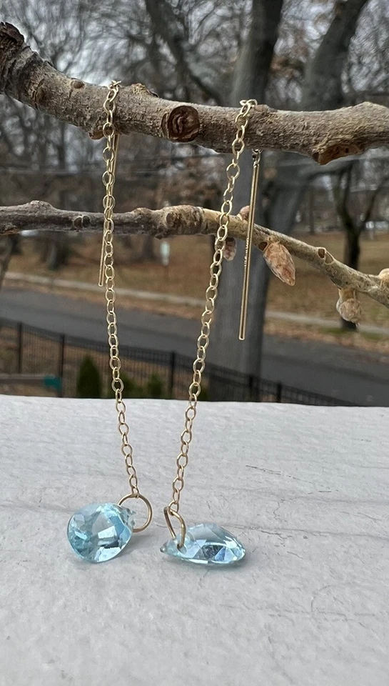 14k JCM Gold Threader Earrings - Image 3 of 4