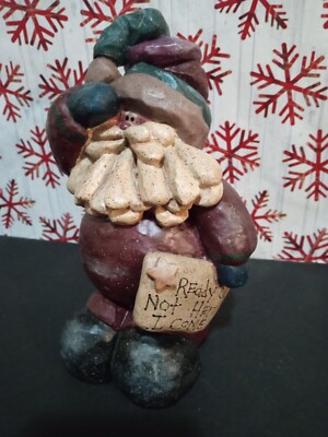 Vintage 1999 Crazy Mountain Santa Figurine Ready or Not Here I Come 7'' Primitive