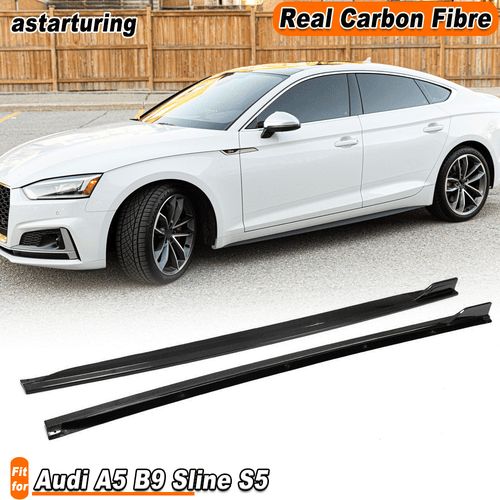 For AUDI A5 B9 S5 Sline 2017-2019 REAL Carbon Side Skirts Extension Lip Spoiler - Picture 1 of 11