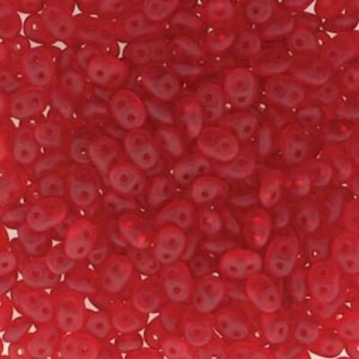 Bead, MATTE Ruby Red Czech Glass 2.5x5mm Super Duo Beads 24 Grams(330)
