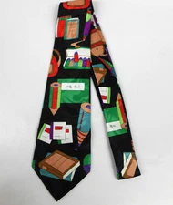 Steven Harris Hand Made Men's Teacher School Necktie Tie Books Pencil Notebook
