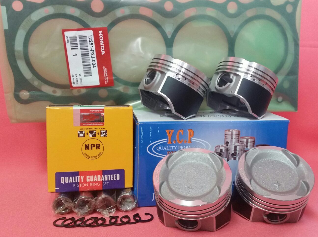 YCP 75.5mm Vitara Teflon Coated Pistons NPR Gasket For Honda