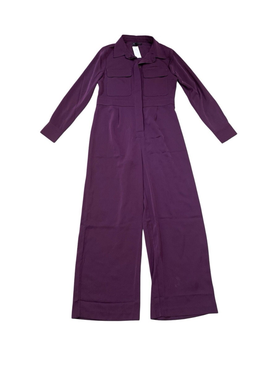 ばなな New Banana Republic Factory Long Sleeve Wide Leg Jumpsuit Pinot