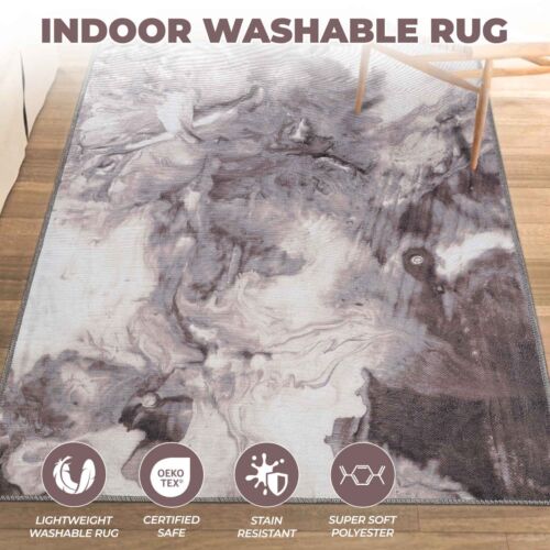 Yuma Abstract Marble Polyester Washable Indoor Area Rug or Runner Rug - Picture 5 of 24