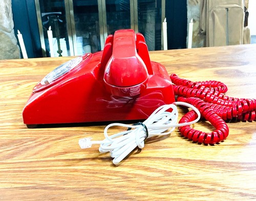 Vintage Western Electric Rotary Dial Phone Landline Telephone, Red House Phone - Afbeelding 5 van 10