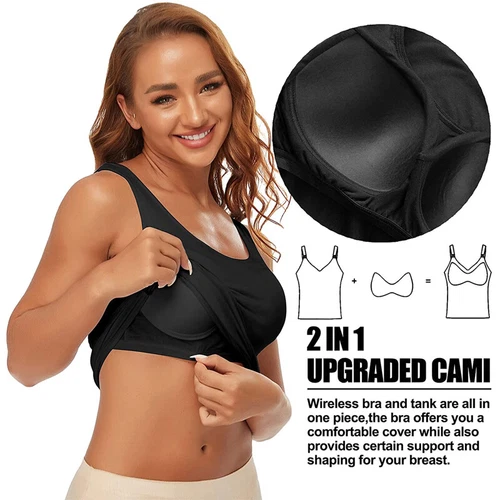 TANK TOP Womens Stretch Long Workout Fitness Sport Yoga Built in Bra Basic Top - Picture 4 of 61