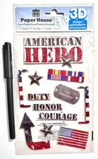 Paper House American Hero Military Stickers Scrapbooking Embellishment Card