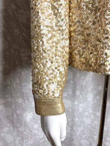 NWT $990 DONCASTER Collection Gold Sequined Cardigan & Tank 2 Pc Set Women's 14 - Picture 11 of 12
