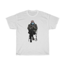 Bernie Sanders Meme Inauguration Chair Mittens Cotton Tee Shirt