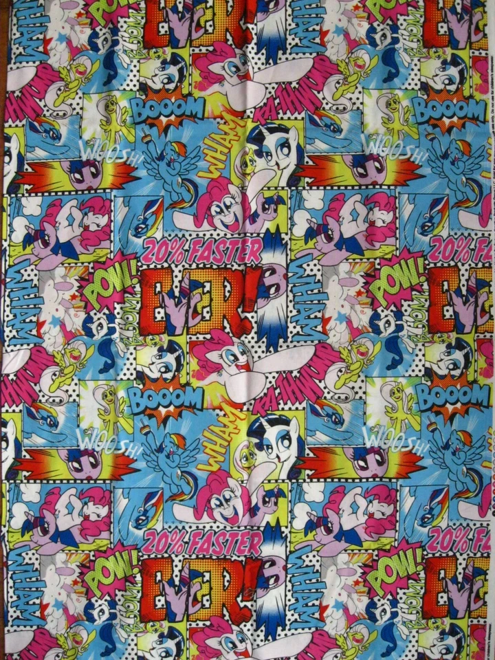 Tela de edredón My Little Pony Super Heros 1 yarda Hasbro 2014 Pow Boom Wham Woosh Foto 3 de 4