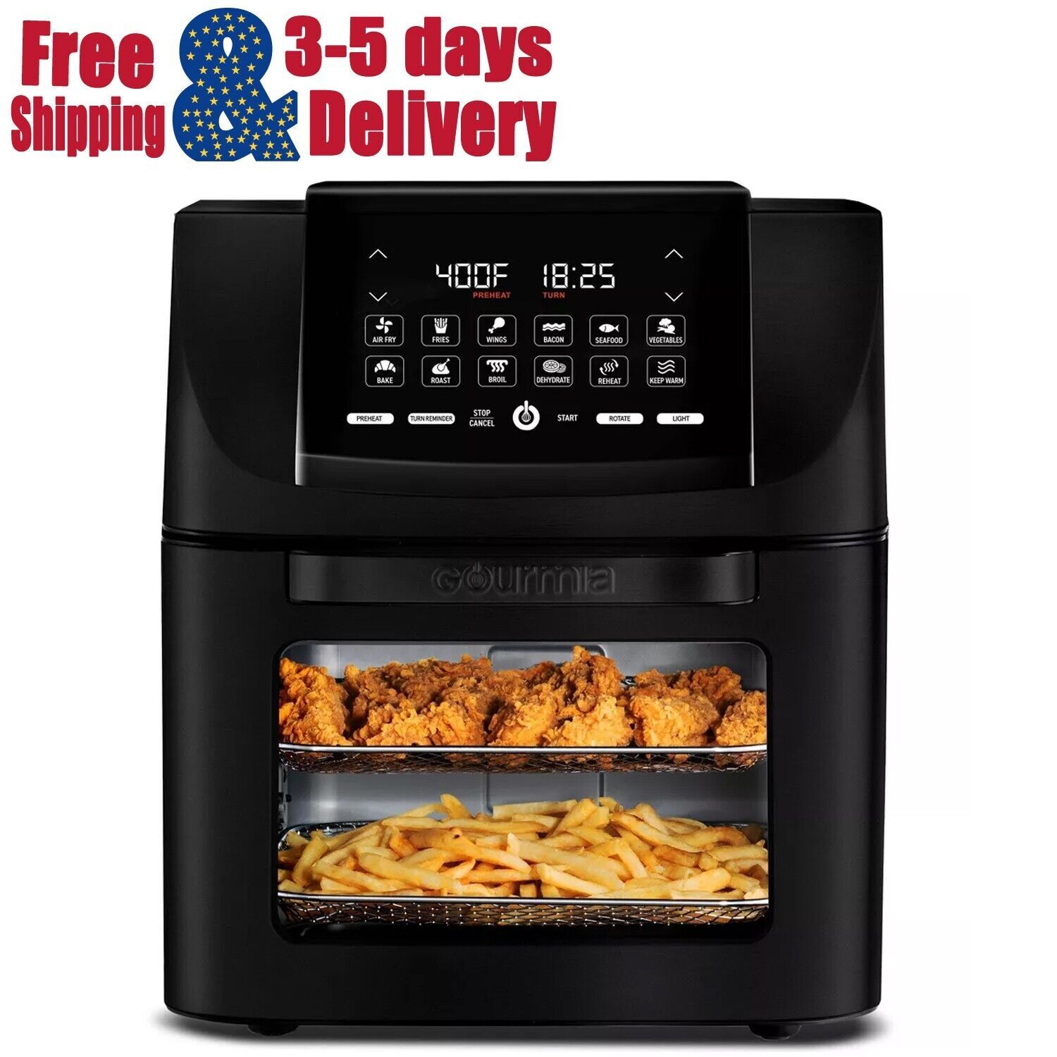 Gourmia 14qt AllinOne Digital Air Fryer, Oven, Rotisserie
