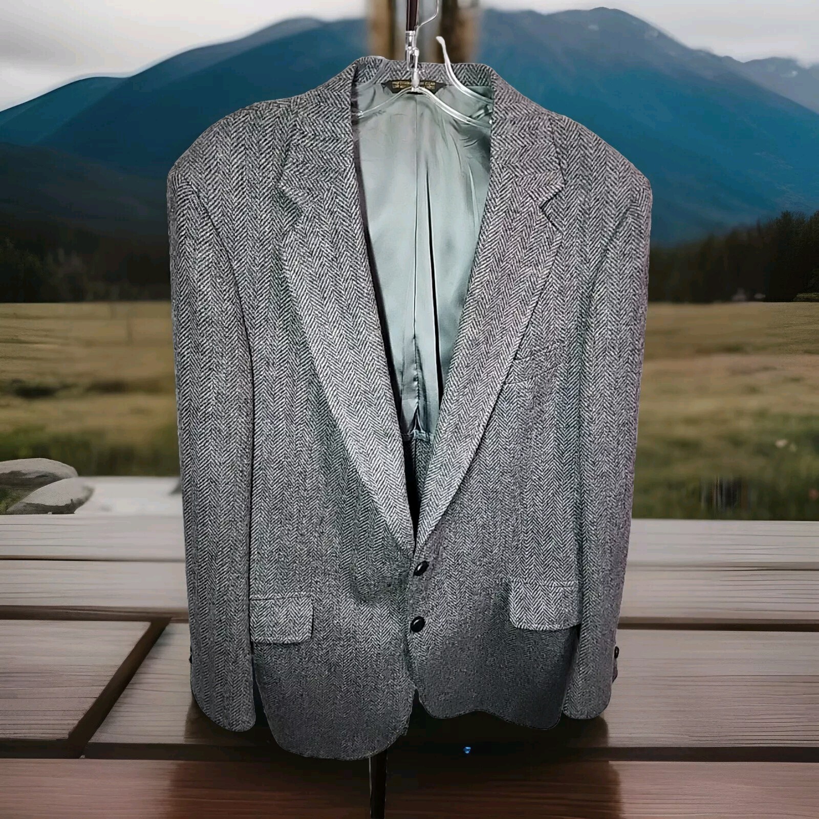 FILA Giacca cappotto sportivo Adams Row da uomo grigia lana due bottoni spina di pesce taglia 42 R