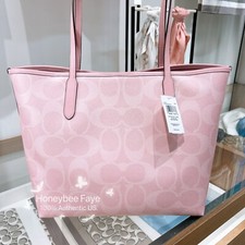 Nwt Coach City Tote Bag In Signature Canvas powder pink CAL49