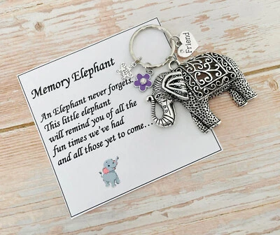 Memory Elephant Keyring Gift for Friend Mum Daughter Nana Teacher Birthday Gifts
