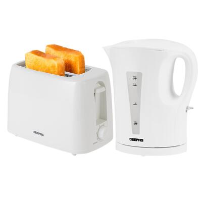 2200W 1,7L Wasserkocher & 650W 2 Scheiben Brot Toaster Küche Kombi Set Weiß
