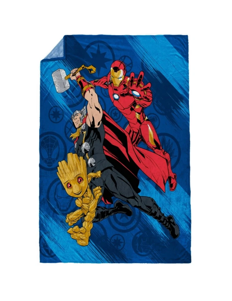 Avengers Kids двойной/полный одеяло, 62 x 90, микрофибры, синий и красный, Marvel новый с Ярлыками - Изображение 4 из 4