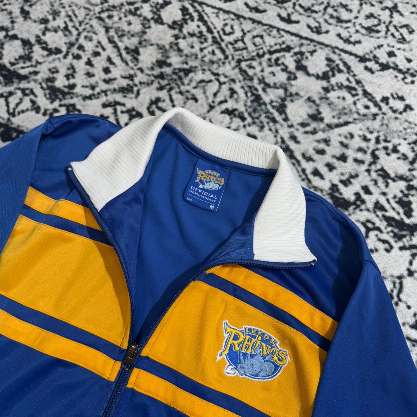 GUCCI Giacca tuta vintage Leeds Rhinos unisex blu poliestere taglia M vestibilità regolare