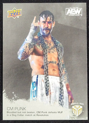 CM PUNK 2022 UPPER DECK AEW MATCH DATED MOMENTS  SILVER REVOLUTION
