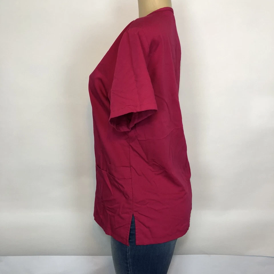 Uniforme de manga corta Urbane rosa con cuello en V y bolsillos para mujer talla S-M Foto 4 de 4