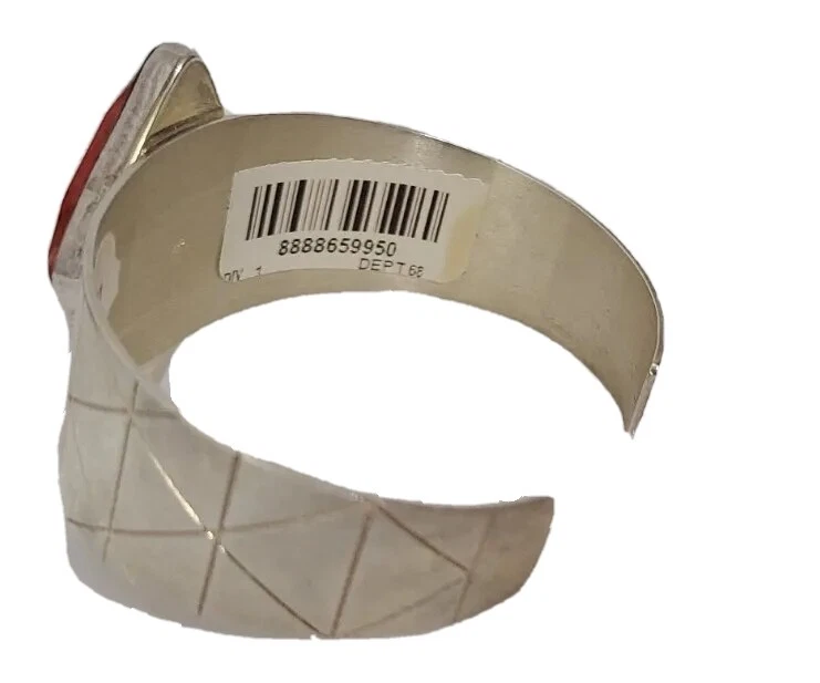 Jay King Sterling Silver Red Coral Diamond-Shaped Cuff Bracelet-7"-NWT-$258.50 - Image 4 of 4