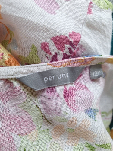 BEAUTIFUL PER UNA MULTICOLOURED FLORAL LINEN MIDI DRESS 12 R - Picture 4 of 6