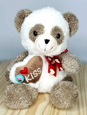 Teddy Bear Beige Panda Holding Heart Kiss DanDee Collector's Choice 13'' Sitting