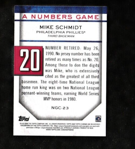 MIKE SCHMDT 2020 Topps Update Chrome A NUMBERS GAME #NGC23 Phillies MINT - Picture 2 of 2