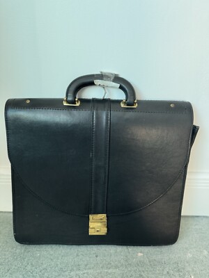 Seltene Retro Ika Aktentasche / Handgepäcktasche Vintage schwarz 100% Leder unbenutzt