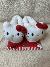 New Sanrio HELLO KITTY Women's Plush Slippers Red/White Size L 7-8