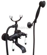 Oil Rubbed Bronze Wall Mount Clawfoot Bathroom Tub Filler Faucet  HandShower