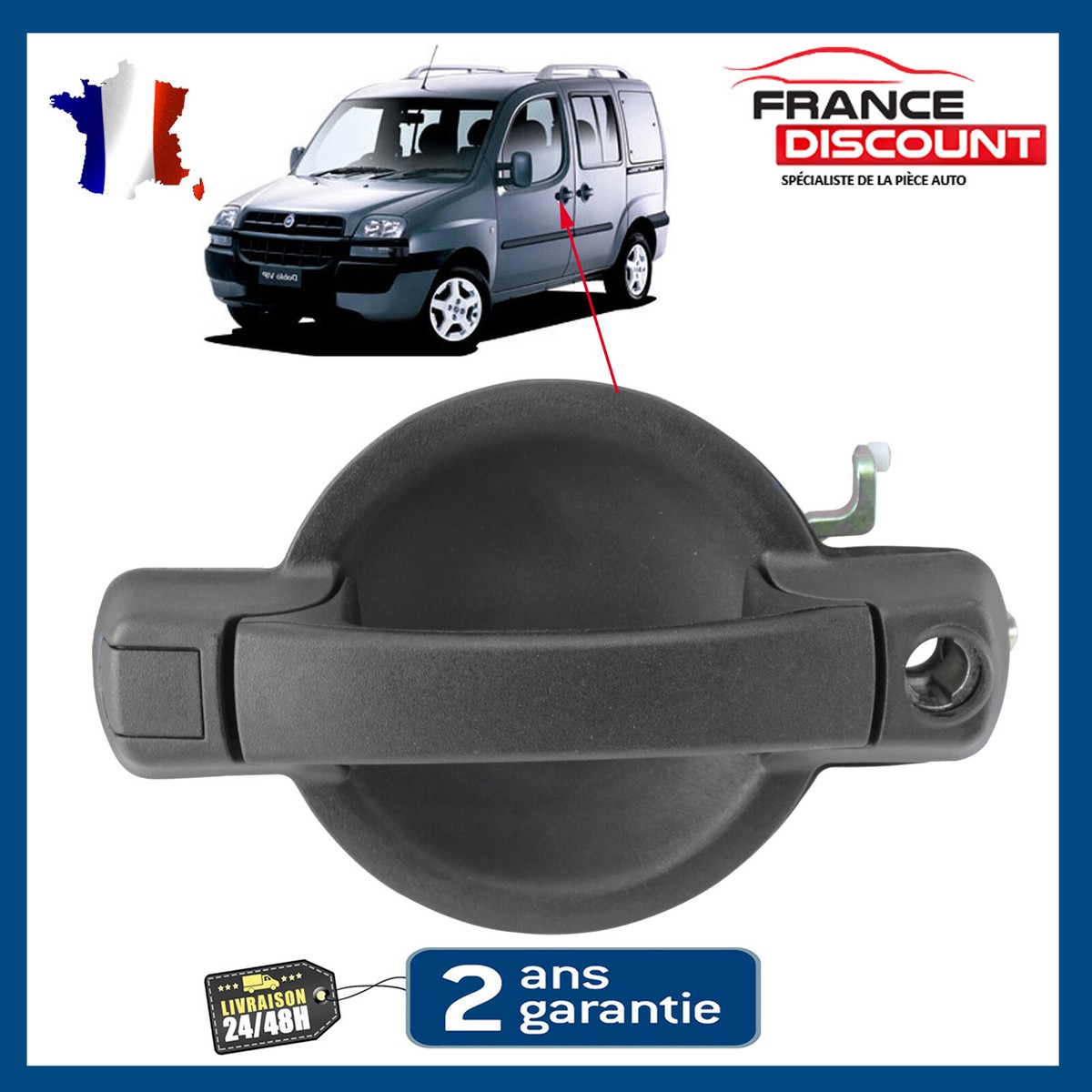 Maniglia Per Porta Esterna Anteriore Sinistra Per Fiat Doblo 2001-2021 Doblo Cargo Mpv 2001-2010 735309960 - 3