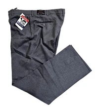 Comfort Action Pants Mens 38x32 Grey Dress Slacks All Seasons Made USA Classic