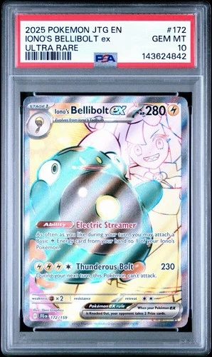 2025 POKEMON JTG EN-JOURNEY TOGETHER ULTRA RARE #172 IONO'S BELLIBOLT EX PSA 10