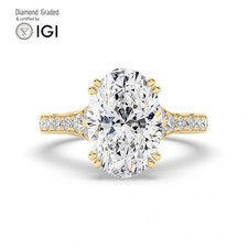 Oval Diamond Engagement Ring 14k Yellow Gold Labgrown 5.40 Ct Solitaire