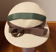 Beltone Hat New York Ivory With Tags With Ribbons WOVEN Straw Hat 1940s