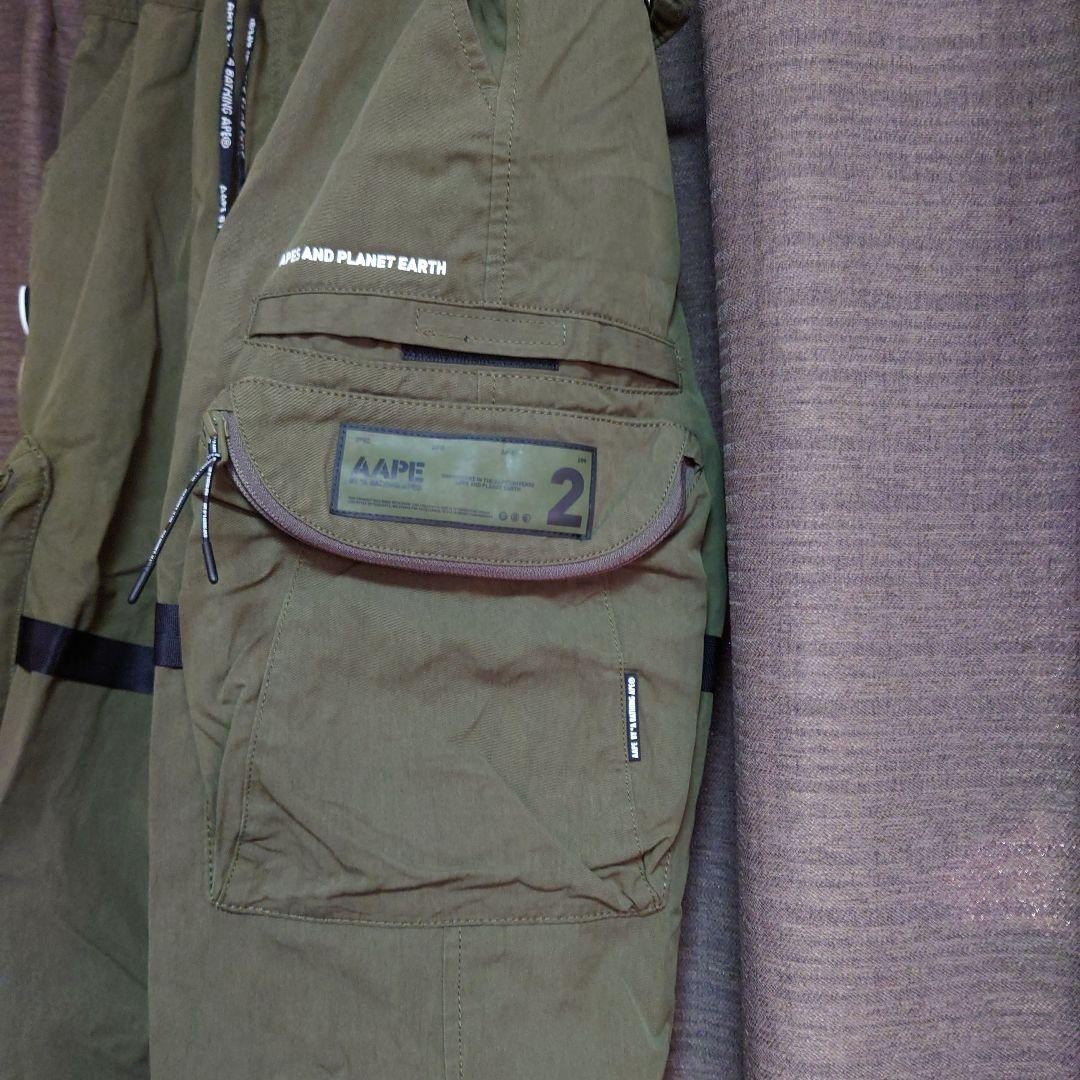 Aape A Bathing Ape Cotton Nylon Cargo Pants Olive SW 78cm BA0226230 thumbnail 3