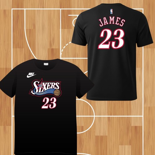 NEW Phila #23 LEBRON JAMES Jersey Tshirt RETRO BLACK NO CRYPTO LOGO XS to 5 XL