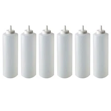 6 X Squeeze Bottle Condiment Dispenser Clear Plastic Ketchup Mustard Sauce 24 Oz