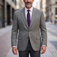 Brooks Brothers Mens 46R Worsted Wool Houndstooth Blazers Sport Coats Grey