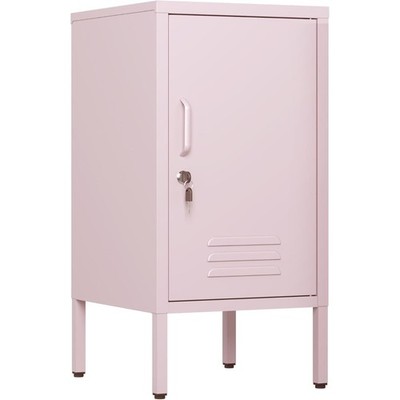 Metal Locker Style End Table W/ Adjustable Shelves, Modern Minimalist for Room