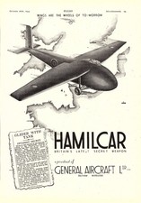 Anuncio original impreso de la Segunda Guerra Mundial 1944 Hamilcar Glider de General Aircraft Ltd. 795