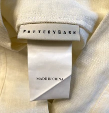 Pottery Barn 100% Linen Euro Pillow Sham 3 Mother of Pearl Buttons 26 X 26