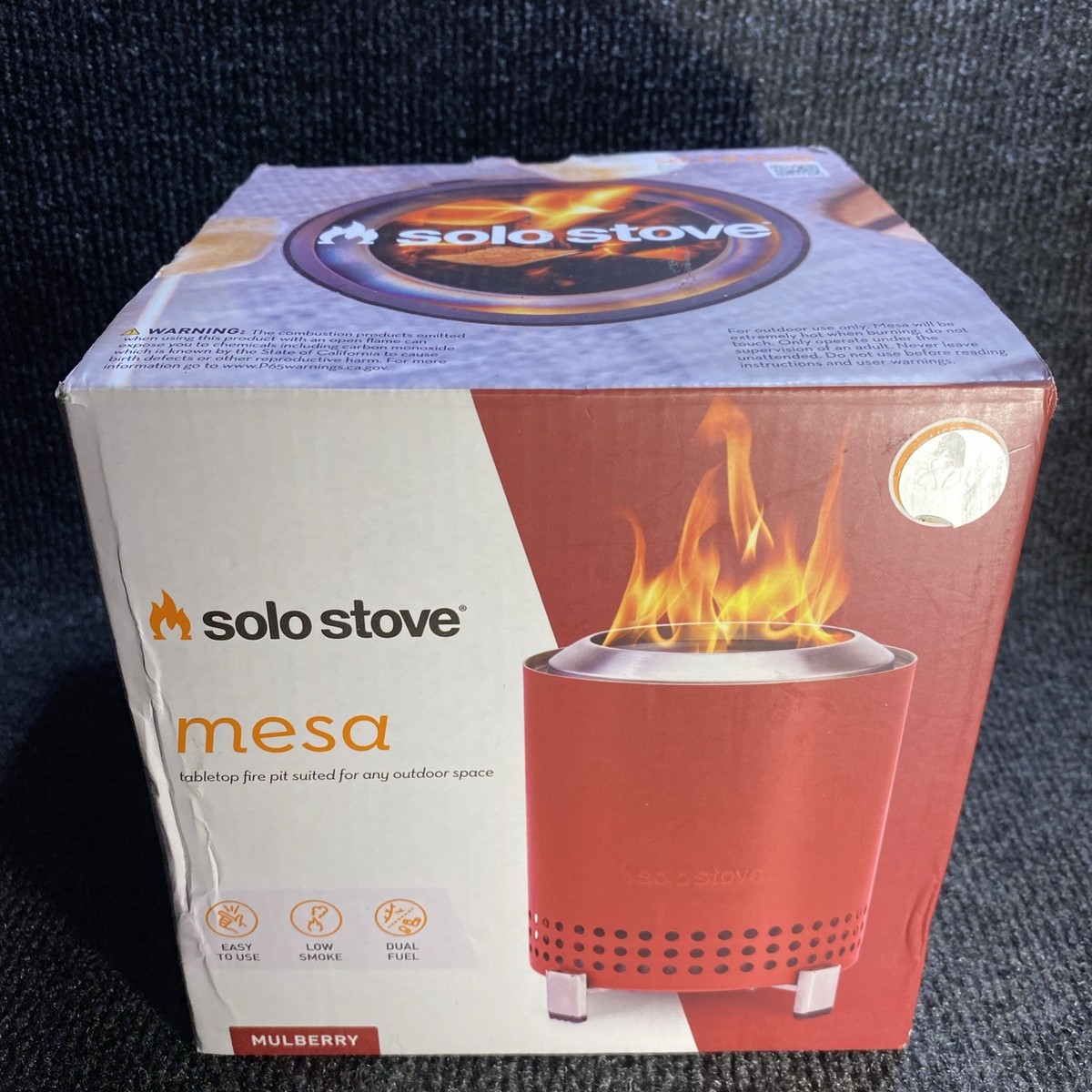 Solo Stove Mesa XL Mulberry Red Smokeless Tabletop Fire Pit