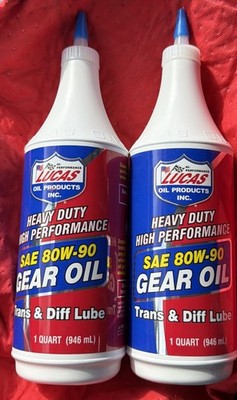 Lucas Oil 10043 SAE 80W-90 Heavy Duty Gear Oil Trans Diff Lube 1 Quart 2 Pack