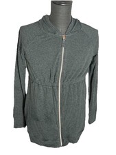 Isabel Maternity Gray Zipper Causal Light Cotton Blend Hoodie Size Small