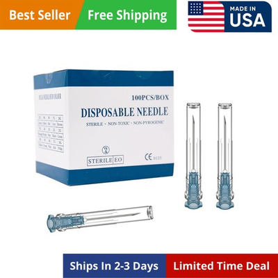 #ad Individually Sealed 100 Pack 23Ga 1Inch Disposable Lab Needles for Safe Use $13.99
