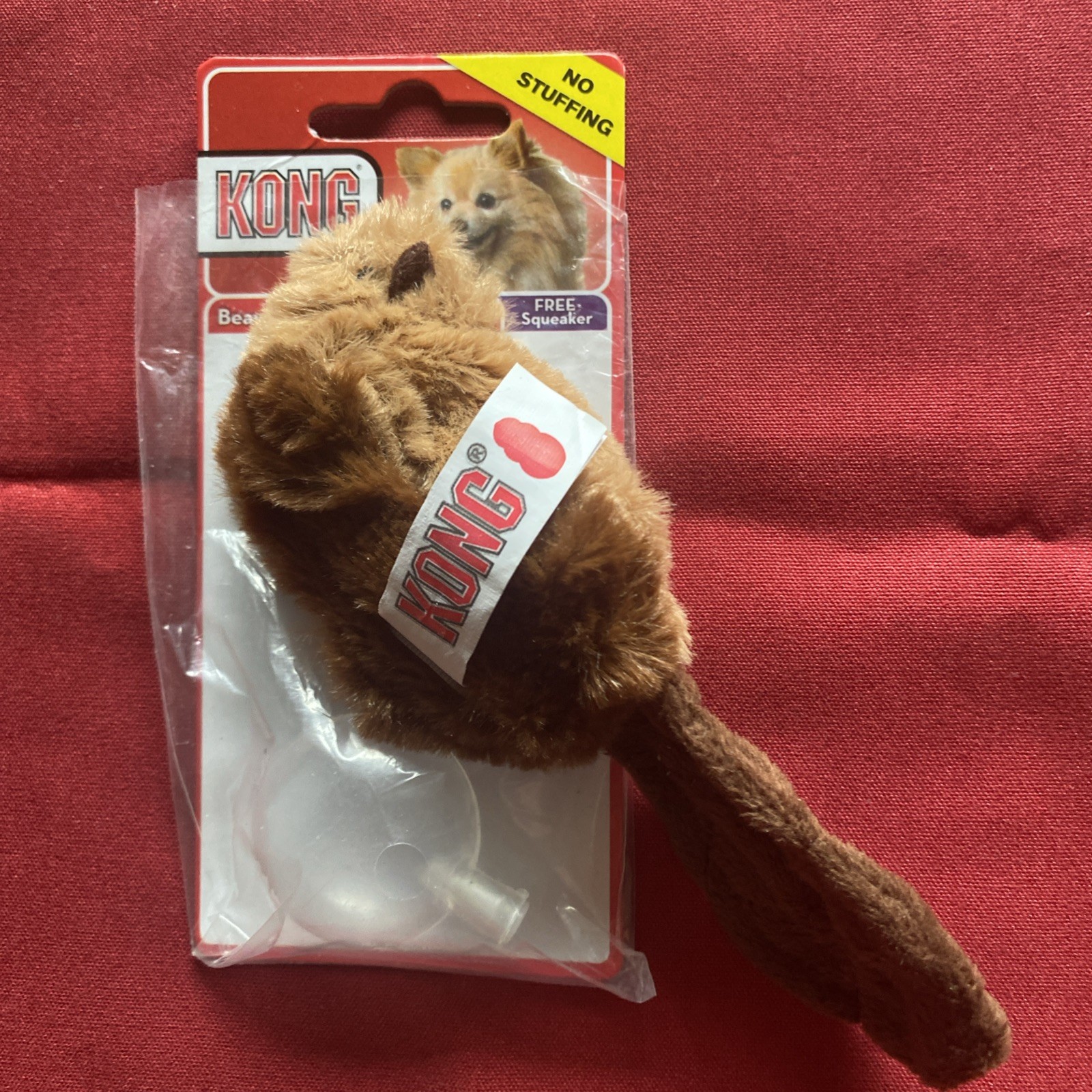 KONG Beaver, New  Stuffing Free Squeaker Plush Dog  Toy  Small
