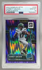 2022 Panini Donruss Optic 206 Garrett Wilson RC Rated Rookie Purple Shock PSA 10